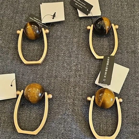 NWT Kim Seybert set of 4 tiger eye napkin ring - Picture 2 of 15